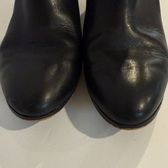 Coach Paulina Black Leather Ankle Boots Embossed Snake Belt Booties Size 9 B - Picture 5 of 12